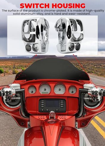 مجموعة مبيت مفاتيح الكروم، غطاء مبيت مفاتيح التحكم اليدوي متوافق مع Harley Davidson Touring Road King، Road Glide، Street Glide، Electra Glide، Tri Glide، Ultra Limited 2014-2025 (كروم) in Kuwait