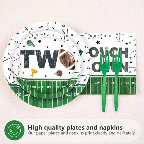 96Pcs Football 2nd Birthday Party Decorations Football Second Birthday Plates and Napkins American Rugby Touch Down Disposable Tableware for 2 years Old Kids Boys Sports Party Decorations in Saudi Arabia
