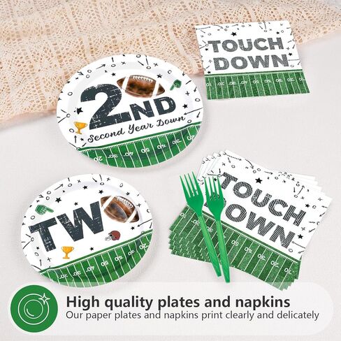 96Pcs Football 2nd Birthday Party Decorations Football Second Birthday Plates and Napkins American Rugby Touch Down Disposable Tableware for 2 years Old Kids Boys Sports Party Decorations in Saudi Arabia