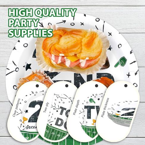 96Pcs Football 2nd Birthday Party Decorations Football Second Birthday Plates and Napkins American Rugby Touch Down Disposable Tableware for 2 years Old Kids Boys Sports Party Decorations in Saudi Arabia