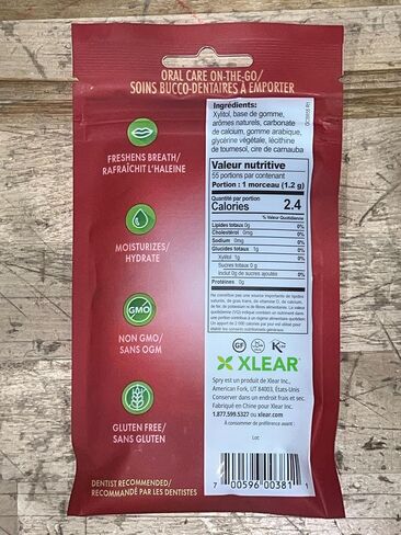 Spry On The Go Gum, Fresh Natural Xylitol Chewing Gum Dental Defense System Aspartame-Free Sugar Free Gum (Cinnamon, 55 Count - Pack of 1) in Kuwait