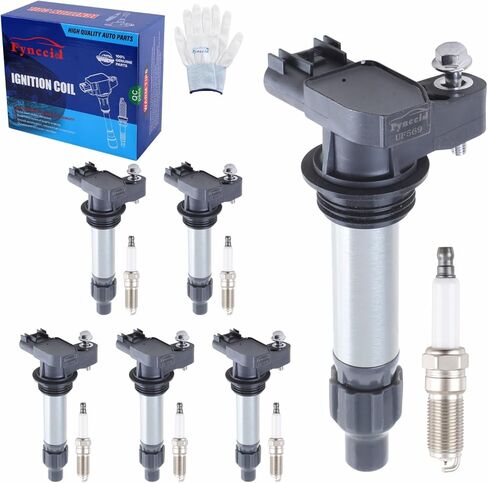 UF569 ملفات الإشعال وشمعات الإشعال إيريديوم مجموعة من 6 لـ 3.6L V6 Buick Enclave/Allure، Chevy Malibu/Impala/Camaro، Cadillac ATS/CTS/SRX/STS، GMC Terrain 2010-2016 - يستبدل (UF569 + شمعات الإشعال) in Kuwait