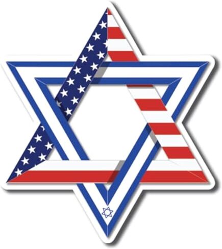 Magnet Me Up Magen David Star Shaped Combo American and Israeli Flag Magnet Decal, 4.5x5 in, Heavy Duty Automotive Magnet for Car, Truck, Or Any Magnetic Surface, Support and Stand United with Israel in Saudi Arabia