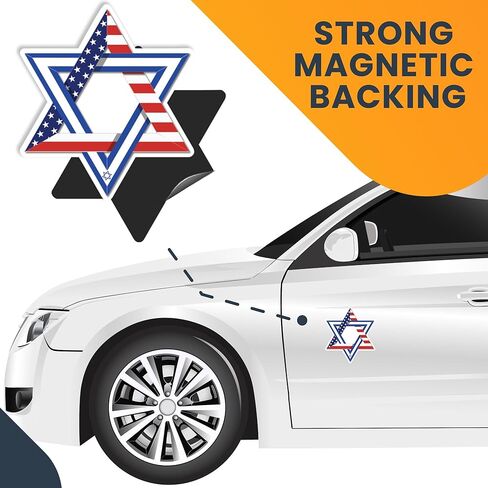 Magnet Me Up Magen David Star Shaped Combo American and Israeli Flag Magnet Decal, 4.5x5 in, Heavy Duty Automotive Magnet for Car, Truck, Or Any Magnetic Surface, Support and Stand United with Israel in Saudi Arabia