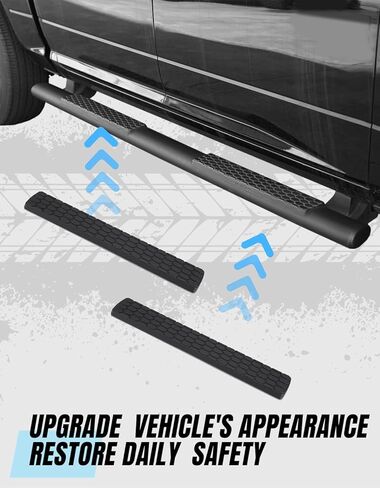 Running Board Step Pad Replacement for 2009–2018 Dodge RAM 1500, 2500, 3500, 4500, 5500 Crew Cab -Slip-Proof Bar Pads & Plastic Covers – Fits OEM Oval Nerf Bars Side Step Replacement Kit in Kuwait