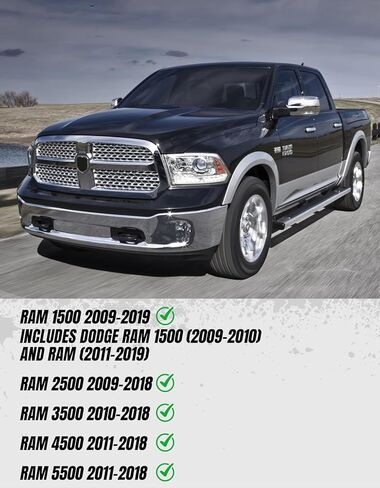 Running Board Step Pad Replacement for 2009–2018 Dodge RAM 1500, 2500, 3500, 4500, 5500 Crew Cab -Slip-Proof Bar Pads & Plastic Covers – Fits OEM Oval Nerf Bars Side Step Replacement Kit in Kuwait