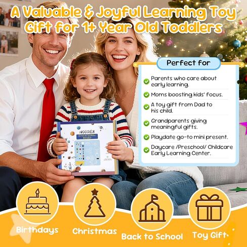 Wooden Montessori Busy Board with 17 LED Lights for Toddlers | Sensory Activity Board with Music Boxes & Locks, Travel Educational Toy, Birthday Gift for Boys & Girls in Saudi Arabia