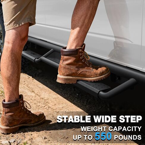 Running Boards Fits for Jeep Wrangler JL Unlimited 4-Door 2019-2025, Heavy-Duty Carbon Steel Side Steps 2PCS, Non-Slip Dual Raised Pads, E-Coating & Powder-Coated Finish, Easy No-Drill Install in Saudi Arabia
