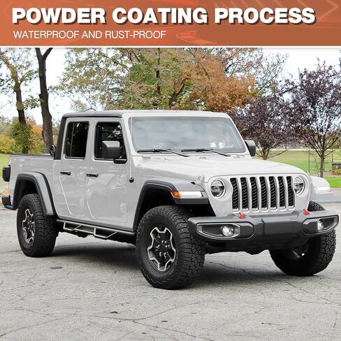 Running Boards Fits for Jeep Wrangler JL Unlimited 4-Door 2019-2025, Heavy-Duty Carbon Steel Side Steps 2PCS, Non-Slip Dual Raised Pads, E-Coating & Powder-Coated Finish, Easy No-Drill Install in Saudi Arabia