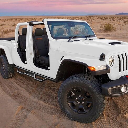 Running Boards Fits for Jeep Wrangler JL Unlimited 4-Door 2019-2025, Heavy-Duty Carbon Steel Side Steps 2PCS, Non-Slip Dual Raised Pads, E-Coating & Powder-Coated Finish, Easy No-Drill Install in Saudi Arabia