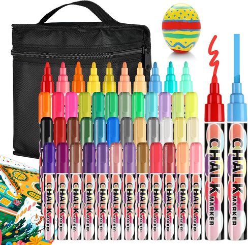 46 Colors Liquid Chalk Markers for Blackboards,Christmas Pen Liquid Chalk Pens, Dry Erase Christmas Pen for Chalkboards Windows Car Glass 6mm Reversible Tip Washable Wet Erase Neon Marker for School in Saudi Arabia