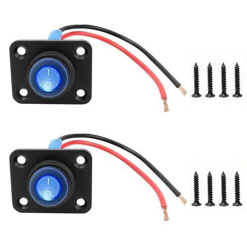 12 فولت 20 أمبير مقاوم للماء أزرق مستدير مضاء على إيقاف SPST LED مفتاح الروك تبديل لوحة التبديل للسيارات والشاحنات والقوارب، مجموعتان Gytovvvz in Kuwait