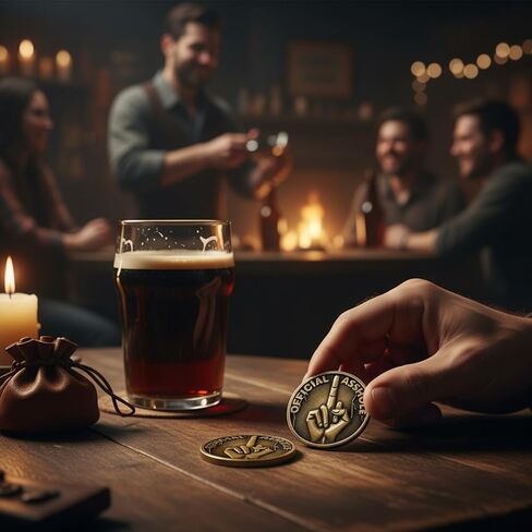 Official Asshole Middle Finger Coin - Zero Fs Given Sarcastic Challenge Token with Leather Keychain, Novelty Rude Desk Decor, Funny White Elephant Retirement Gifts for Him Dad Boss (Antique Gold) in Saudi Arabia