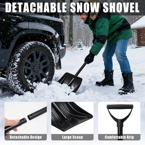 AUTODDECO Roadside Emergency Car Kit Winter Road Trip Assistance Vehicle Safety Kit with Air Comperss, Detachable Snow Shovel, Jumper Cables, Tow Strap in Saudi Arabia