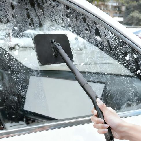 أداة تنظيف الزجاج الأمامي للسيارة، منظف زجاج نوافذ السيارة مع وسادتين من الألياف الدقيقة قابلة لإعادة الاستخدام ومقبض قابل للتمديد، مجموعة غسيل الزجاج الأمامي للسيارة، عالمية لمعظم المركبات in Kuwait