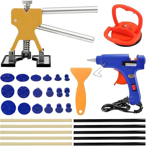 32PCS/Set Car Dent Puller Kit, Paintless Vehicle Remover Pull Tools with 18 Taps 5 Glue and Glue Gun Scraper, Automotive Dent Lifter Repair Removal Set Accessories, Universal Fit in Saudi Arabia