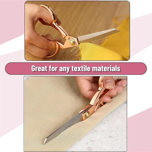 Heavy Duty Tailor Shears Set, Dressmaking Scissors Fabric Scissors Stainless Steel Sharp Shears & Soft-Grip Handle for Cutting Fabric, Clothes, Leather, Denim, Altering, Sewing (Rose Gold) in Saudi Arabia
