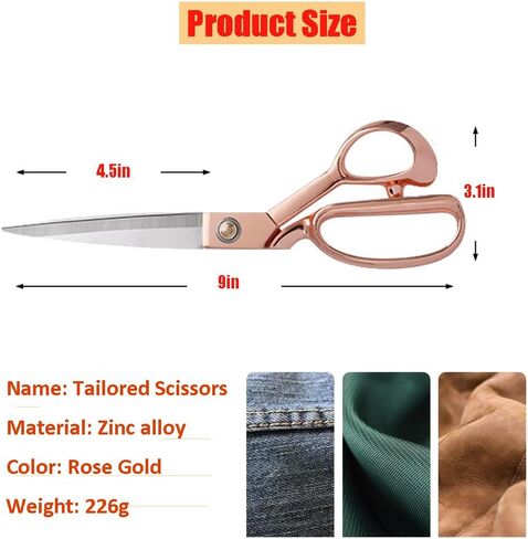 Heavy Duty Tailor Shears Set, Dressmaking Scissors Fabric Scissors Stainless Steel Sharp Shears & Soft-Grip Handle for Cutting Fabric, Clothes, Leather, Denim, Altering, Sewing (Rose Gold) in Saudi Arabia