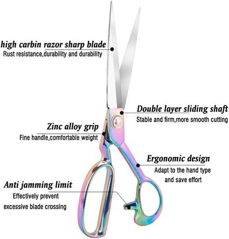 Heavy Duty Tailor Shears Set, Dressmaking Scissors Fabric Scissors Stainless Steel Sharp Shears & Soft-Grip Handle for Cutting Fabric, Clothes, Leather, Denim, Altering, Sewing (Rose Gold) in Saudi Arabia