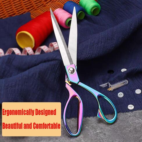 Heavy Duty Tailor Shears Set, Dressmaking Scissors Fabric Scissors Stainless Steel Sharp Shears & Soft-Grip Handle for Cutting Fabric, Clothes, Leather, Denim, Altering, Sewing (Rose Gold) in Saudi Arabia