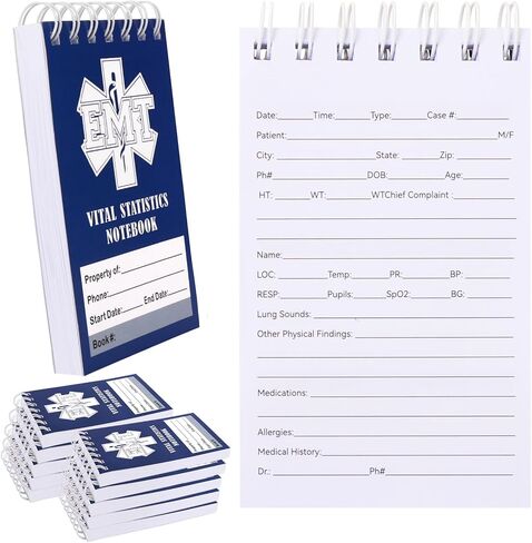 3Pcs First Responders Vital Statistics Notebook,Paramedic Doctor Nurses Notebook,Medical Notebook for Vital Signs and Additional Patient Information (3Pcs TME) in Saudi Arabia