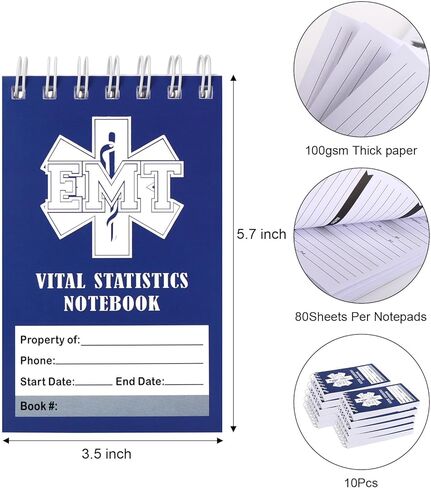 3Pcs First Responders Vital Statistics Notebook,Paramedic Doctor Nurses Notebook,Medical Notebook for Vital Signs and Additional Patient Information (3Pcs TME) in Saudi Arabia