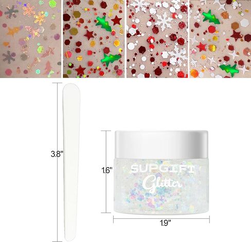 Body Face Glitter Gel SUPGIFT 5 Colors 7.8oz Holographic Chunky Laser Mermaid Liquid Glitter Sequins Glue for Makeup Eyeshadow Hair Nail Slime Craft Resin with Spoon in Saudi Arabia