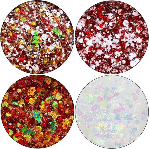 Body Face Glitter Gel SUPGIFT 5 Colors 7.8oz Holographic Chunky Laser Mermaid Liquid Glitter Sequins Glue for Makeup Eyeshadow Hair Nail Slime Craft Resin with Spoon in Saudi Arabia