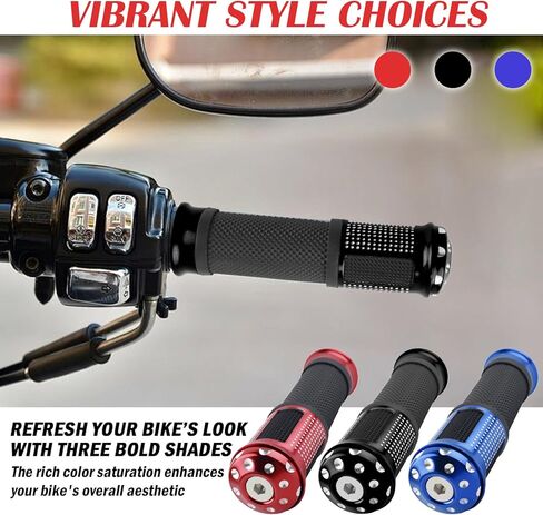 2PCS Motorcycle Grips Non-Slip,Stylish 1" & 7/8" Handlebar Grips,Aluminum Alloy & Rubber Dirt Bike Grip Motorcycle Accessories for Motorcycles Bicycles Off-Road Vehicles (Blue) in Saudi Arabia