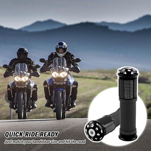 2PCS Motorcycle Grips Non-Slip,Stylish 1" & 7/8" Handlebar Grips,Aluminum Alloy & Rubber Dirt Bike Grip Motorcycle Accessories for Motorcycles Bicycles Off-Road Vehicles (Blue) in Saudi Arabia