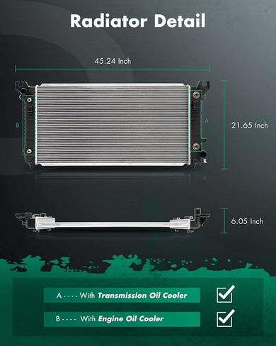 SCITOO Aluminum Radiator for 2015-2019 for Cadillac for Escalade 6.2L 2016-2018 for Chevrolet for Silverado 1500 4.3L 2014-2017 for GMC for Sierra 1500 5.3L Replace 13398 in Saudi Arabia