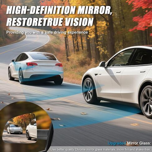 استبدال مجموعة زجاج مرآة ساخنة من جانب السائق لطراز Tesla Y 2019 2020 2021 2022 2023 2024 - زجاج المرايا الخارجية للرؤية الخلفية للجانب الأيسر مع لوحة دعم in Saudi Arabia