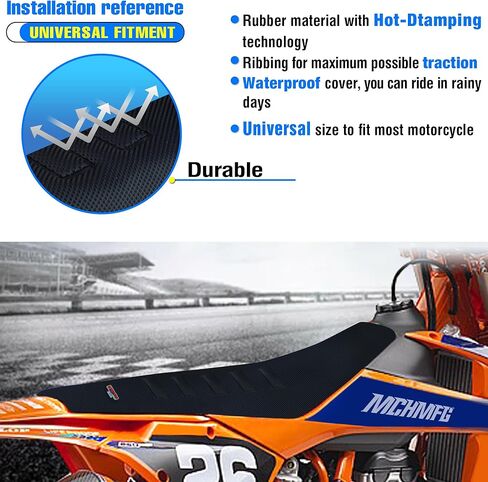 MCHMFG Universal Gripper Soft Seat Cover Diamond Texture for Motobike Dirt Motorcycle MX Cross Enduro Orange in Kuwait