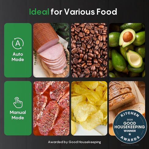 ماكينة ختم الطعام الأوتوماتيكية بالكامل من فريسكو، 140 واط، ماكينة حفظ الطعام بدون استخدام اليدين مع حقيبة ذكية، كشف الطعام الجاف/الرطب، كيس 2 رول، قطاعة مدمجة وتخزين الحقائب (AutoMax V8) in Kuwait