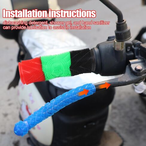 4pcs Motorcycle Brake Cover Kit Non-slip Universal Electric Bicycle Rubber Handlebar Cover Modification Accessories (Black Red) in Saudi Arabia
