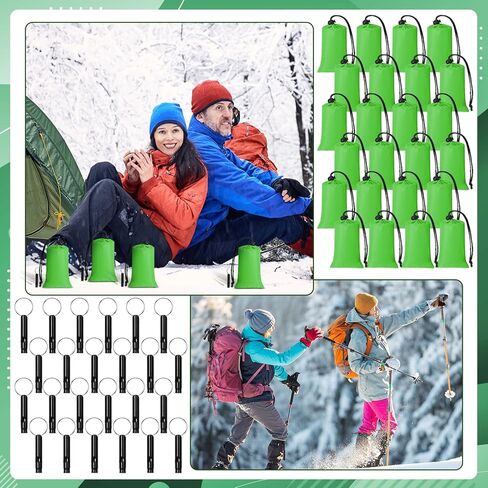 Qunclay 24 Set Emergency Sleeping Bag Survival Bivvy Sack Blanket with Whistles Lightweight Portable Thermal Survival Bag Thick Tent with Hood Extension Nylon Stuff Sack for Camping Hiking Outdoor in Saudi Arabia