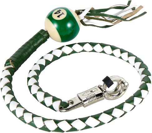 Motorcycle Get Back Whips in different Colors W/Pool Ball. Made of 100% Genuine Leather (Black & Blue W/ 8 Ball) in Saudi Arabia