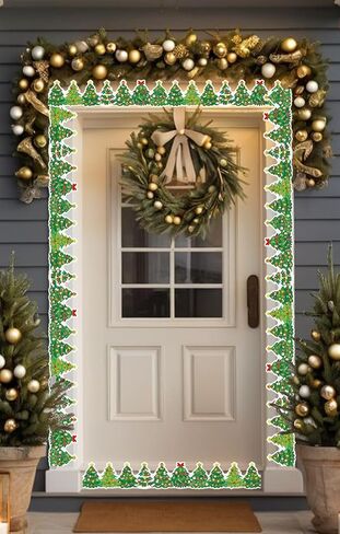 32ft Christmas Trees Bulletin Board Borders, Xmas Die-Cut Bulletin Board Trims Self Adhesive Scalloped Borders Decorations Stickers for School Classroom Office Chalkboard in Saudi Arabia