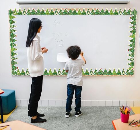 32ft Christmas Trees Bulletin Board Borders, Xmas Die-Cut Bulletin Board Trims Self Adhesive Scalloped Borders Decorations Stickers for School Classroom Office Chalkboard in Saudi Arabia