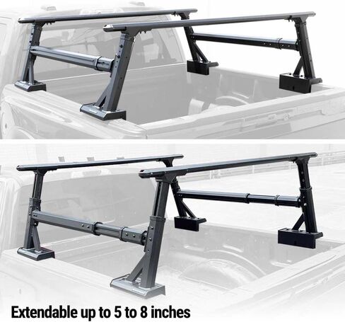 Syneticusa Adjustable Truck Bed Rack – Heavy Duty Overland Cargo System with Crossbars & Molle Panels, Fits 6.5ft–8ft Pickup Beds in Saudi Arabia