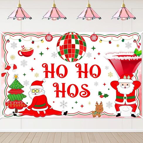 لافتة زينة حفلات عيد الميلاد من Avezano Friendsmas، هناك بعض Ho Ho Hos في هذا المنزل حفلة سانتا الساخنة للفتيات العازبة وخلفية صورة عيد الميلاد in Saudi Arabia