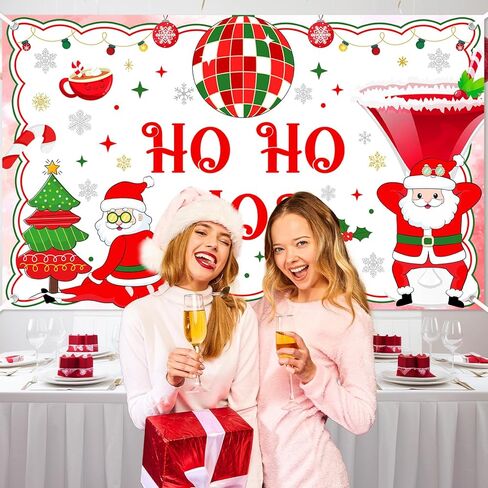 لافتة زينة حفلات عيد الميلاد من Avezano Friendsmas، هناك بعض Ho Ho Hos في هذا المنزل حفلة سانتا الساخنة للفتيات العازبة وخلفية صورة عيد الميلاد in Saudi Arabia