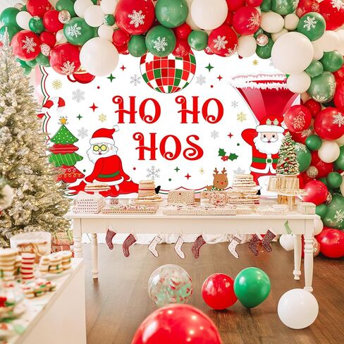 لافتة زينة حفلات عيد الميلاد من Avezano Friendsmas، هناك بعض Ho Ho Hos في هذا المنزل حفلة سانتا الساخنة للفتيات العازبة وخلفية صورة عيد الميلاد in Saudi Arabia