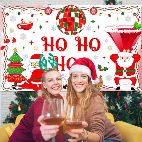 لافتة زينة حفلات عيد الميلاد من Avezano Friendsmas، هناك بعض Ho Ho Hos في هذا المنزل حفلة سانتا الساخنة للفتيات العازبة وخلفية صورة عيد الميلاد in Saudi Arabia