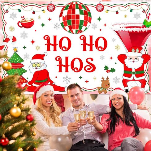 لافتة زينة حفلات عيد الميلاد من Avezano Friendsmas، هناك بعض Ho Ho Hos في هذا المنزل حفلة سانتا الساخنة للفتيات العازبة وخلفية صورة عيد الميلاد in Saudi Arabia