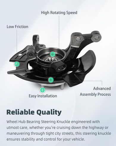 SCITOO 1 x Front Left Side Steering Knuckle & Wheel Bearing Hub Assembly 2011 2012 2013 For Hyundai Sonata,Without Sport Suspension,698-465 2.4L in Saudi Arabia