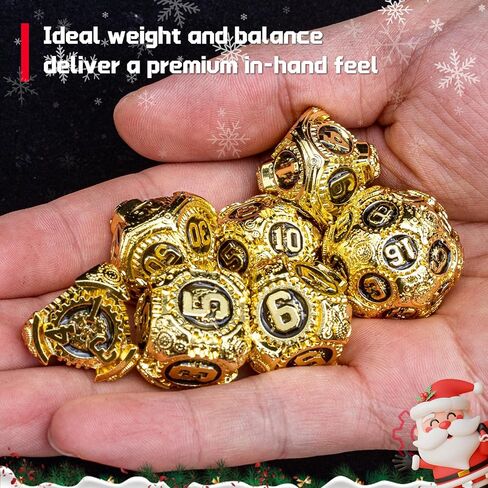 Metal DND Dice Set, Black Steampunk Gear Designed Heavy Metal Dice Set with Giftable Dice Case, D&D Dice Gift for Christmas & New Year, for Dungeons and Dragon TTRPG Role Playing Games in Saudi Arabia
