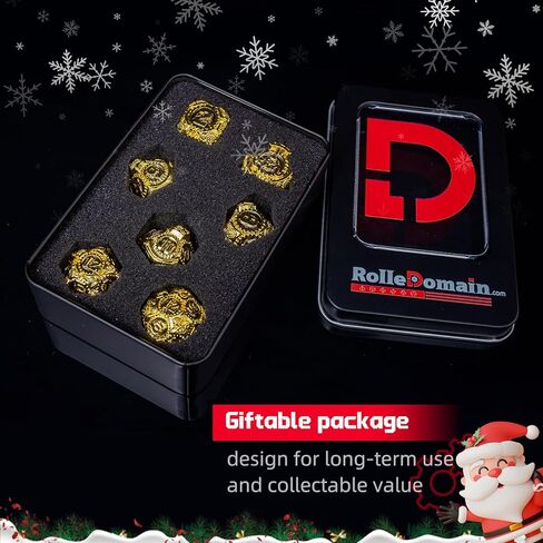 Metal DND Dice Set, Black Steampunk Gear Designed Heavy Metal Dice Set with Giftable Dice Case, D&D Dice Gift for Christmas & New Year, for Dungeons and Dragon TTRPG Role Playing Games in Saudi Arabia