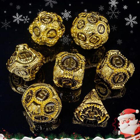 Metal DND Dice Set, Black Steampunk Gear Designed Heavy Metal Dice Set with Giftable Dice Case, D&D Dice Gift for Christmas & New Year, for Dungeons and Dragon TTRPG Role Playing Games in Saudi Arabia