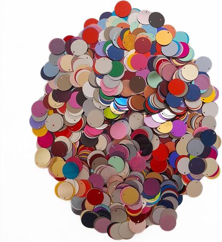 20 مم حجم كبير من الترتر الدائري ذو الفتحة العلوية القزحية السائبة، ترتر القرص المطرز للحرف اليدوية، فنون تزيين الخياطة 250 قطعة (متعدد الألوان) in Saudi Arabia